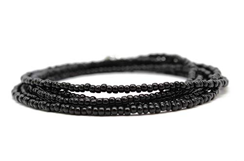 Kathy Bankston Handmade Black Seed Bead Wrap Bracelet with Sterling Silver or Yellow Gold Filled Clasp