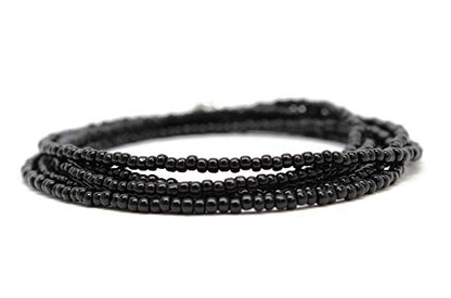 Kathy Bankston Handmade Black Seed Bead Wrap Bracelet with Sterling Silver or Yellow Gold Filled Clasp