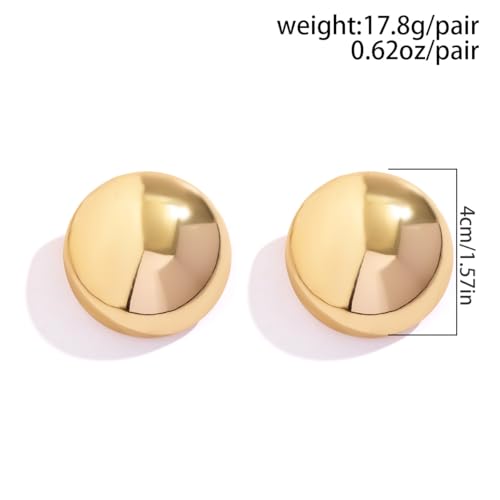 1PR Gold Plated Chunky Stud Earrings Metal Statement Large Earring for Women Irregular Geometric Round Earrings Prom Party Jewelry