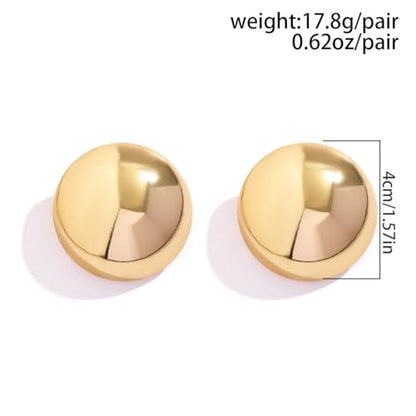 1PR Gold Plated Chunky Stud Earrings Metal Statement Large Earring for Women Irregular Geometric Round Earrings Prom Party Jewelry