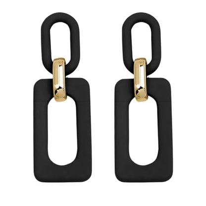 Geometric Square Earrings for Women Lightweight Colorful Color Block Acrylic Chunky Geometric Rectangle Oval Link Chain Statement Earring - style: Black Rectangle