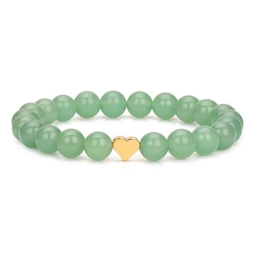 Healing Bracelet For Women Anxiety Beaded Bracelets Jewelry Healing Stone Crystal Bracelet Stress Relief Yoga Beads Chakra Bracelets Gifts For Women pink - color: Heart-Green Aventurine