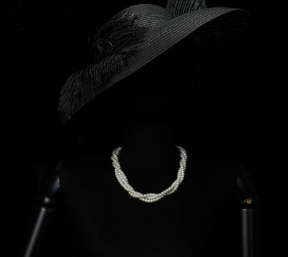 Twisted Pearl Choker Necklace Elegant Faux Pearls Braided Multi-Strand Design Classic Bridal Jewelry