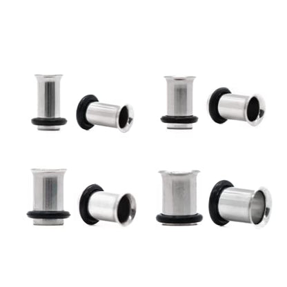 Forbidden Body Jewelry 12G-1 Inch Surgical Steel Single Flared Tunnel Plugs Plus O-Ring, Choose Pcs/Gauge - style: 8pcs: 4g/2g/1g/0g