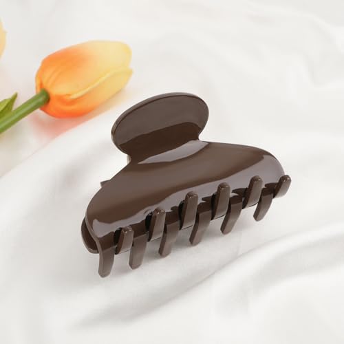 MAORULU Medium Cute Acetate Hair Claw Clips for Women Girls, 3 Inch Claw Clips for Thin & Medium Thick Hair, Durable French Banana Clip with Gift Box (Dark Brown) - color: Dark Brown
