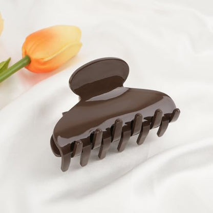 MAORULU Medium Cute Acetate Hair Claw Clips for Women Girls, 3 Inch Claw Clips for Thin & Medium Thick Hair, Durable French Banana Clip with Gift Box (Dark Brown) - color: Dark Brown