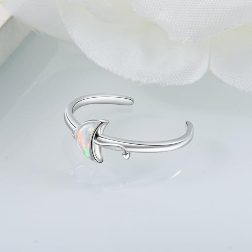 CHIC & ARTSY Women Toe Ring 925 Sterling Silver Animals Toe Ring Dainty Created Opal Toe Ring Adjustable Single Toe Ring for Women Beach Jewelry - color: L-Manta Ray/Silver