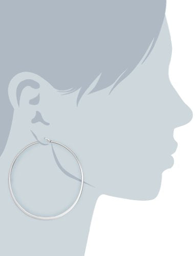 Amazon Essentials Gold Plated or Stainless Steel Flattened Hoop Earrings - color: Stainless steel, size: 70 mm
