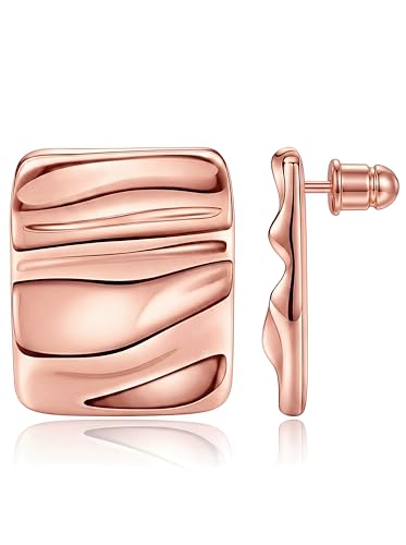 Gold Earrings for Women Trendy Chunky Statement Stud Earrings | Hypoallergenic Earrings,Gold Stud Earrings,Earrings for Sensitive Ears Women,Statement Earrings,Jewelry Gifts - color: Aimran & Rose Gold