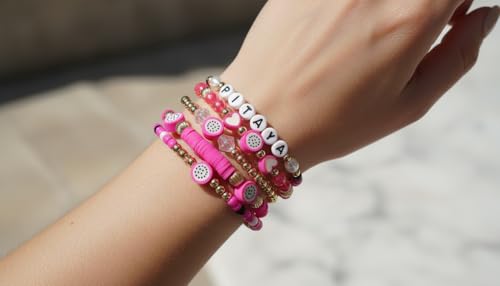Twinfree Bohemian Cute Fruit Banana Cherry Strawberry Pineapple Mango Polymer Clay Beaded Stackable Stretch Bracelets - color: color 18