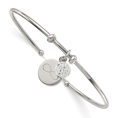 Chisel Crystal & Infinity Cuff Bangle in Stainless Steel
