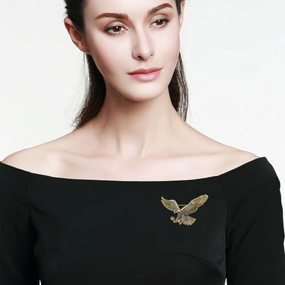 Vintage Eagle Brooch for Women Men Classic Retro Animal Bird Lapel Pin Party Jewelry for Lapel, Jacket, Hat, Scarf (Gold)