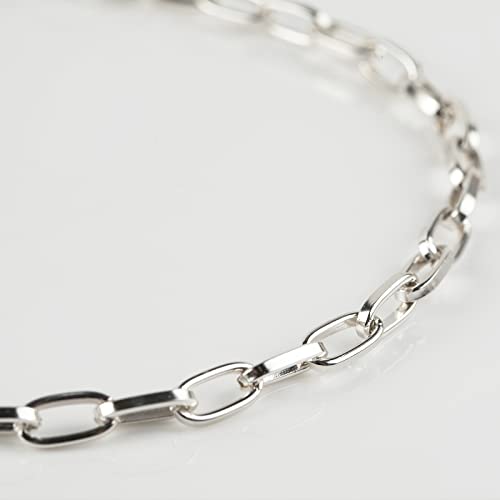 32.8 Feet Aluminum Flat Oval Silver Chains for Jewelry Making Unwelded Paperclip Link Cable Chain Spool Necklace Chains Bulk with Lobster Clasps and Jump Rings - color: 5.5×11mm-Silver