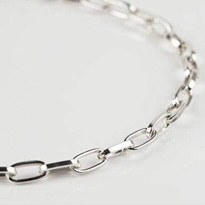 32.8 Feet Aluminum Flat Oval Silver Chains for Jewelry Making Unwelded Paperclip Link Cable Chain Spool Necklace Chains Bulk with Lobster Clasps and Jump Rings - color: 5.5×11mm-Silver