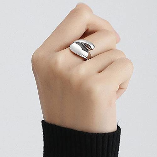 925 Sterling Silver Rings Handmade Rings Adjustable Open Teardrop Rings Waterdrop Ring for Women - color: Color 1