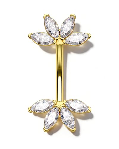 Lotus Rook Piercing Jewelry, 16G Eyebrow Rook Earrings, Stainless Steel Eyebrow Piercing Jewelry,Lobe Earrings 6/8MM - color: YG-8MM