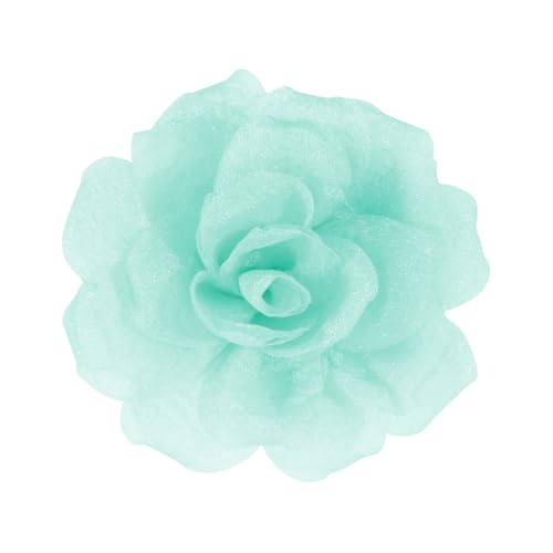 Rose Flower Brooches And Pins For Women - Pale Green Brooches With Hair Clip, Hair Pins And Flower Clips For Hair, Lapel Pins, Hat Pins, 3.1 Inches - color: Pale Green