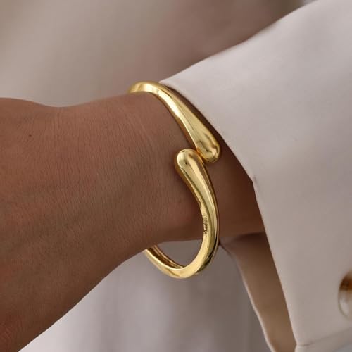 Chunky Gold Bangle Bracelets for Women Stack Wide Wrist Bracelets Gold Stackable Bracelets Jewelry - style: style1