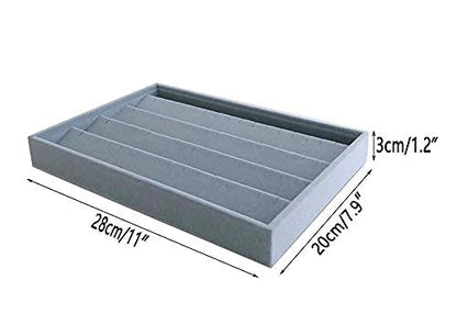 Premium Quality Grey Velvet Stackable Organizer Tray Earrings Jewelry Storage Store Home Organization Closet Drawer Inserts Dividers - size: Stud Earrings