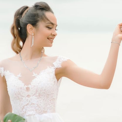 Prom Earrings Necklace Bracelet Set Elegant Crystal Rhinestone Necklace Earrings Bracelet Bridal Wedding Prom Dresses Costume Outfit Gold Jewelry Sets for Women - color: D