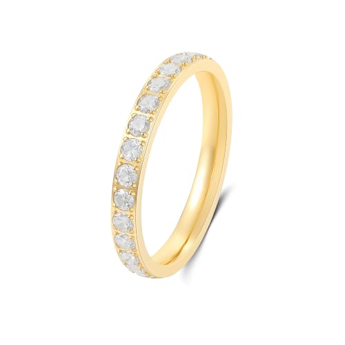 Birthstone Rings for Women 14K Gold Filled Stacking Rings for Oura Ring Gen 4/Oura Ring Gen 3, Cubic Zirconia Wedding Eternity Bands - color: 04. April