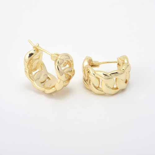 RENAIZ Dainty Lightweight Hoop & Stud Earrings for Women – 14K Gold Plated & Rhodium Plated, Minimalist Geometric Hypoallergenic Jewelry, Tiny Dainty Everyday Studs and Hoops - color: Yellow Gold, style: Twist