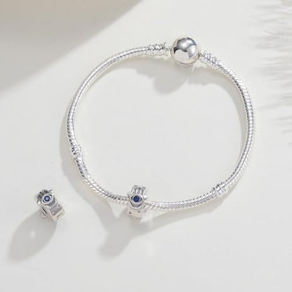 KEQ Clip Spacer Charm for Bracelet 925 Silver Pave Cubic Zirconia Clip Lock Stopper Bead Spacer For Women Bracelets Stopper Birthday Gifts European Openable Beads 2pcs - color: Hamas Hand