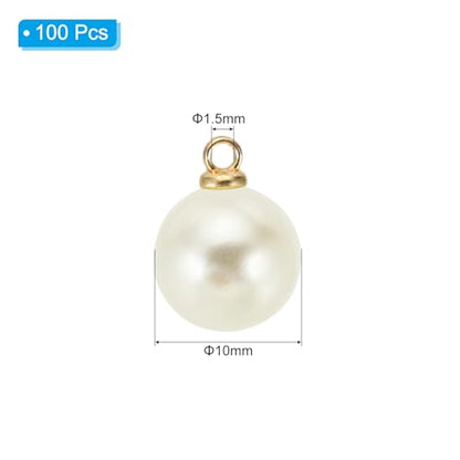 PATIKIL Pearl Charm, 100pcs Pearl Beads Faux Pearl Pendant Charm DIY for Jewelry Making Bracelets Earrings Necklace Crafts - color: Golden Beige, size: 10mm