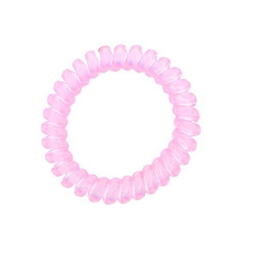Irridescent Coil Pony Holders - Set Of 5-Pink - color: Pink