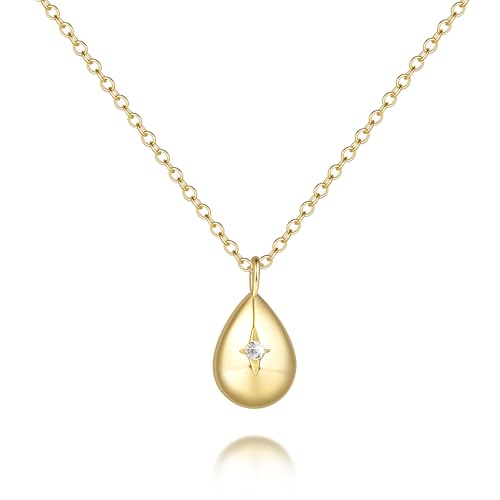 FENIMI Gold Necklace Pendant 14K Gold Necklace for Women Tear Pendant Necklace Effortless Charm and Refined Beauty Charm Drop Pendants Necklaces for Women Trendy 17.5in