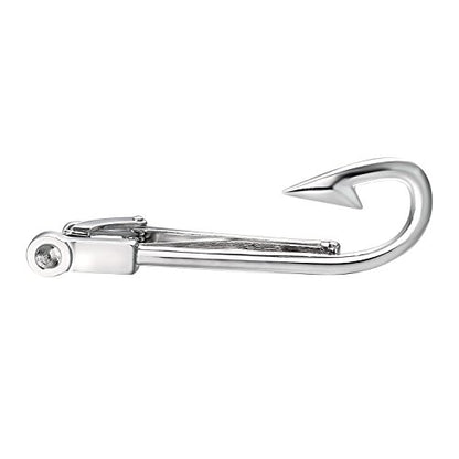 Yoursfs Electrician Tie Bar For Men Cool Tool Tie Clip 316L Stainless Steel Silver Nail Novelty Construction Tie Clips Jewelry - style: Fish Hook Tie Clip