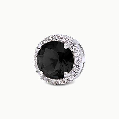 SWEETV Cubic Zirconia Stud Earrings, 8mm Round Cut, Rhinestone Hypoallergenic Earrings for Women & Girls | 9mm Round Cut Hypoallergenic 925 Sterling Silver Stud Earrings for Bridal Bridesmaid Prom Weddings Parties,Silver - color: 03.Black