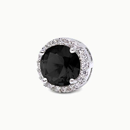 SWEETV Cubic Zirconia Stud Earrings, 8mm Round Cut, Rhinestone Hypoallergenic Earrings for Women & Girls | 9mm Round Cut Hypoallergenic 925 Sterling Silver Stud Earrings for Bridal Bridesmaid Prom Weddings Parties,Silver - color: 03.Black