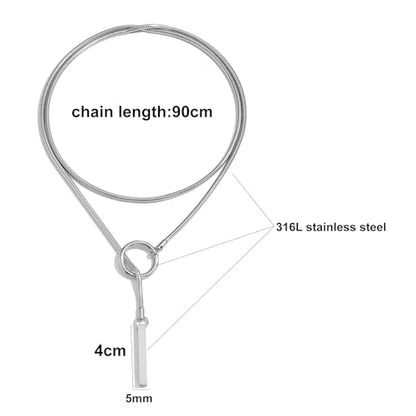 Slip Chain Necklaces for Women Stainless Steel Bar Pendant Choker Necklace Boho Handmade Long Lariat Necklace Silver Statement Punk Rock Collar Jewelry - style: Layering