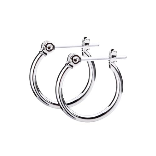 LOKUMI Resin Post Hoop Earrings | Hypoallergenic & Nickel-Free | Made in Japan | Available in 6 sizes and 3 finishes: Silver, 24K Gold, and Pink Gold - color: 15mm silver plated