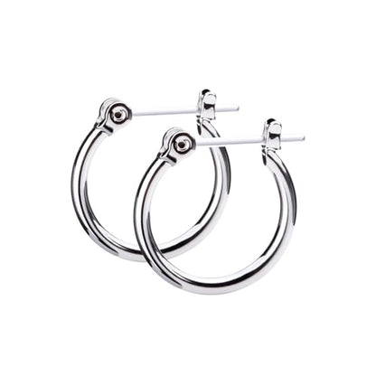 LOKUMI Resin Post Hoop Earrings | Hypoallergenic & Nickel-Free | Made in Japan | Available in 6 sizes and 3 finishes: Silver, 24K Gold, and Pink Gold - color: 15mm silver plated