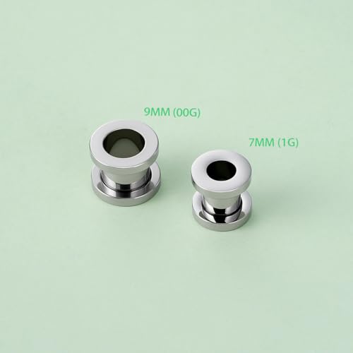 TBOSEN Precise Dimensions Stainless Steel Set Double|Single Flare Tunnel Screw Gauge Ear Expander Stretching Kit Piercing Mixed Size - color: Silver-Screw Fit, size: 7mm