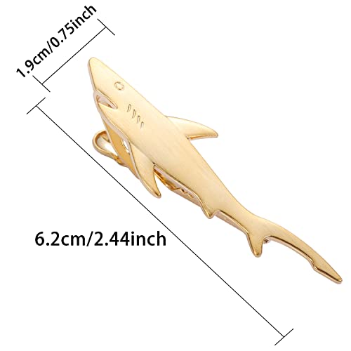 HAWSON 2 inch/ 2.2 inch Tie Clip for Men, Novelty Tie Bar Clip for Men and Boys, Interesting Tie Clip for Party - color: Brush Gold Shark
