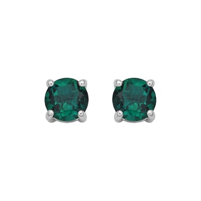 Amazon Essentials Sterling Silver Round Birthstone Stud Earrings - color: Created Emerald, May