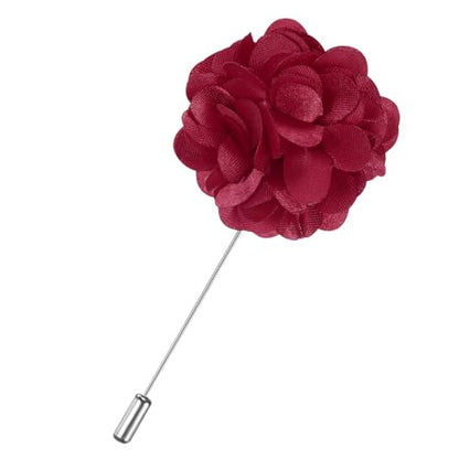 M METERXITY Flower Lapel Pins for Men, Boutonnieres Pin Camellia Flower Groom Boutonnieres for Wedding/Graduation - color: Wine Red