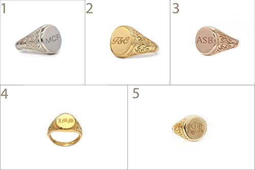 Unisex Oval Custom Signet Ring in Solid Gold 9K, 14K, & 18K, Personalized Custom Initial Engraved Chevalier Ring, RN386