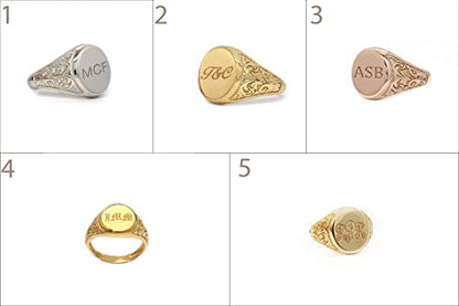 Unisex Oval Custom Signet Ring in Solid Gold 9K, 14K, & 18K, Personalized Custom Initial Engraved Chevalier Ring, RN386