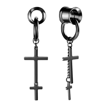 Aienid 2 Pcs Stainless Steel Dangle Gauges, 6mm-20mm Ear Tunnels Expander Plugs Stretcher Piercing Body Jewelry for Men Women - color: Cross, size: 12mm (1/2")
