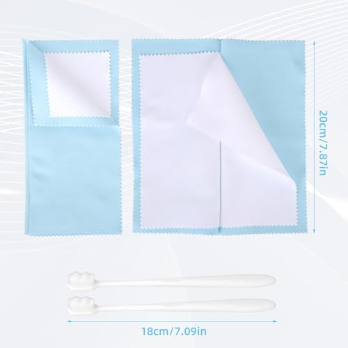 Penitue 4pcs Silver Jewelry Cleaner Kit, 2pcs Silver Cleaning Cloth & 2pcs Soft Brushes for Coins Diamonds Bracelets Rings Watches Tarnish Removal & Scratch-Free Cleaning Polishing