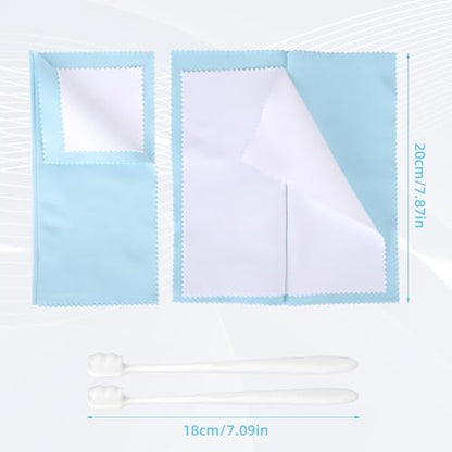 Penitue 4pcs Silver Jewelry Cleaner Kit, 2pcs Silver Cleaning Cloth & 2pcs Soft Brushes for Coins Diamonds Bracelets Rings Watches Tarnish Removal & Scratch-Free Cleaning Polishing