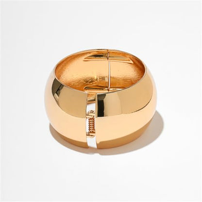Extra Wide Chunky Bangle Bracelets for Women Dainty Minimalist Classic 14K Yellow Gold Plated Cuff Wrist Open Bangles Statement Unique Exaggerate High Polished Fashion Trendy Jewelry Gift - color: Gold-Tone