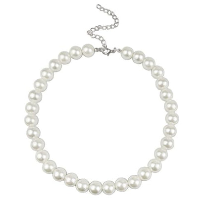 CSIYANJRY99 Pearl Necklace and Earring Set Faux Pearl Jewelry Sets for Women Imitation Beaded Pearl Necklace Bracelet Stud Earrings for Women - color: White Pearl F