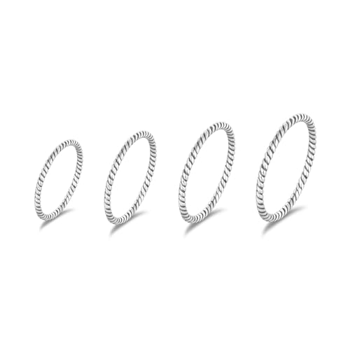 1.2mm Thin Knuckle Rings for Women 925 Sterling Silver Midi Stacking Pinky Thumb Ring Band Size 2.5-8.5 - color: Style 3, size: 4PCS: SIZE 2.5, 3.5, 4.25, 5
