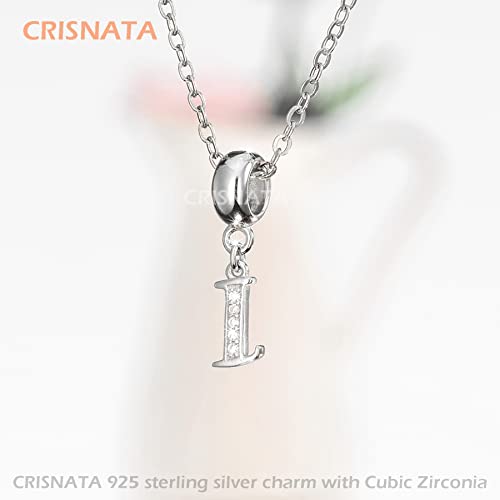 26 Letter Pendant Charms, Polished 925 Sterling Silver Complete Initial A-Z Dangling CZ Stone Alphabet Beads, fits European Bracelet Necklace, Gift for Mother/Father/Daughter/Son/Sister/Aunt - color: Letter I CZ Pendant Charm