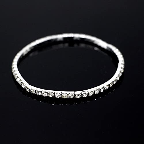 Fesciory Heart Rhinestone Ankle Bracelets for Women, Adjustable Silver Plated Shiny Tennis Anklets, Twinkle Cubic Zircon Imitation Diamond Anklet Foot Chain Jewelry Gifts - color: Single Row Rhinestone